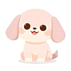 Adorable cartoon puppy sitting happily with big brown eyes