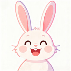 Adorable cartoon bunny with joyful expression and pastel colors