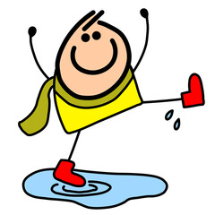 cartoon illustration of a boy playing golf