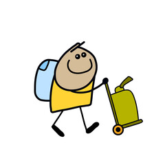 cartoon man with a suitcase