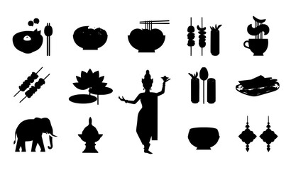 Thai culture and food flat icons set vector © MdGohurul