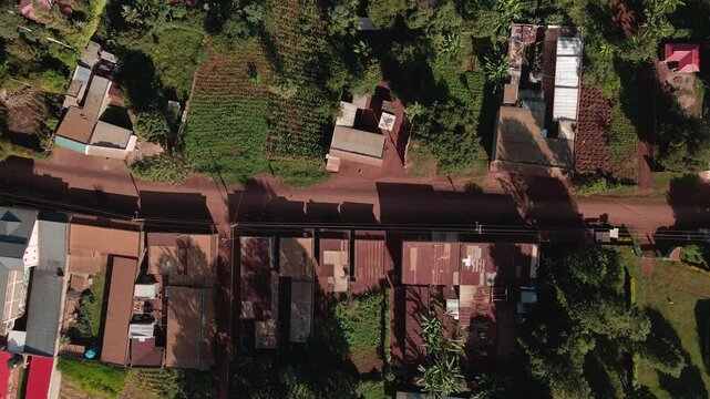 Aerial view of a rural village near mount kenya