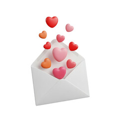 Floating hearts love letter envelope Valentine romantic celebration 3D pink red