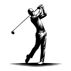 Golf Swing Silhouette: Capturing the elegance and precision of a golfer in mid-swing, showcasing the power and grace of the sport.