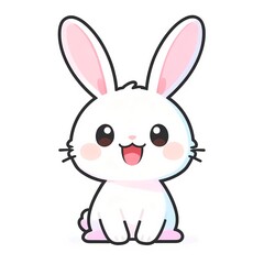 Fototapeta premium Adorable cartoon bunny with joyful expression and pastel colors