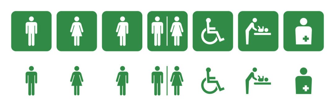 緑色のトイレ案内表示アイコン