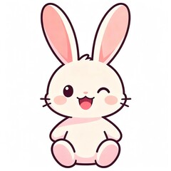 Adorable cartoon bunny with joyful expression and pastel colors