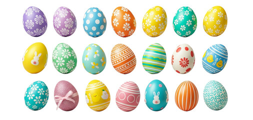 Colorful set of Easter eggs for spring celebration