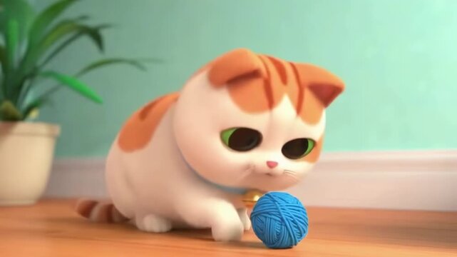 Cute funny cat in cartoon style.