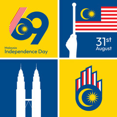 Vector illustration of 69 years Malaysia Independence Day, 31 August. Malaysia day banner and poster design for social media and print media