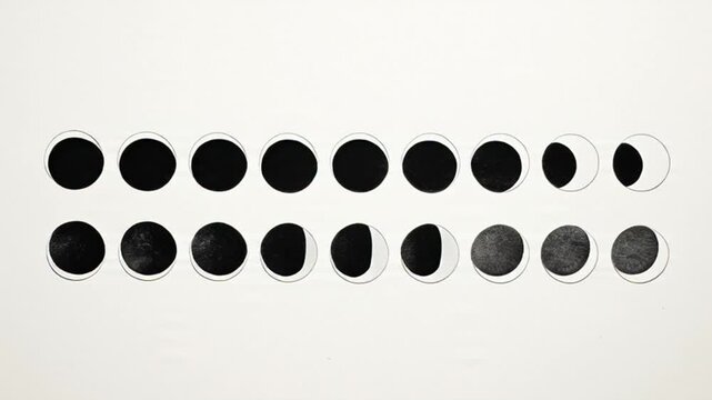 moon phases illustration, black circle, white background