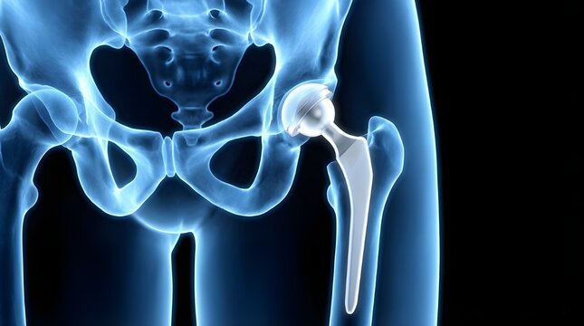 Total Hip Replacement Surgery 3D Medical Illustration