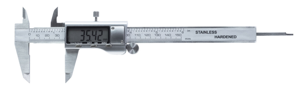 Digital caliber open and on to measure