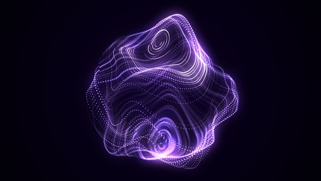 Sci-fi sphere with particles and lines. Concept network connection. Frame sphere. Abstract technology background. 3d rendering.