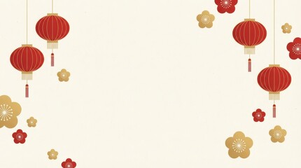 Celebrating lunar new year with colorful lanterns and flowers traditional cultural event festive decoration indoor setting vibrant aesthetics festivity concept