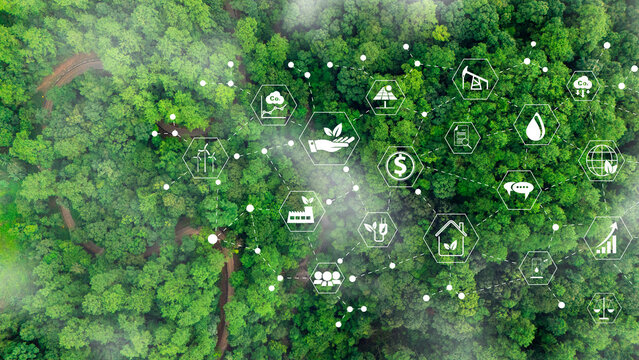 Environmental technology concept. sustainable ESG modernization development by using technology of renewable resources
