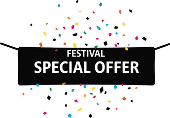 Festive Special Offer Banner with Colorful Confetti for Marketing Promotions