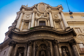 The facade of the San Carlo alle quatro fontane church in Rome