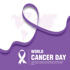 World Cancer Day concept with lavender ribbon and globe background © vaibhav