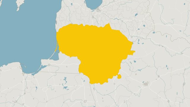 World Map Country Zoom Animation - Lithuania
