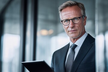 Fototapeta premium Confident mature businessman working in modern office