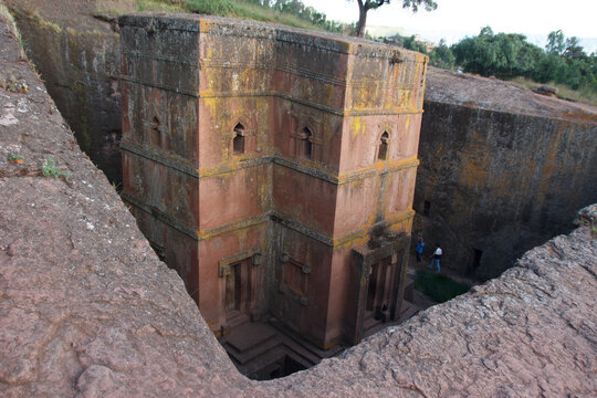 Panoramic View of Monolithic Church Biete Giyorgis in Lalibela
