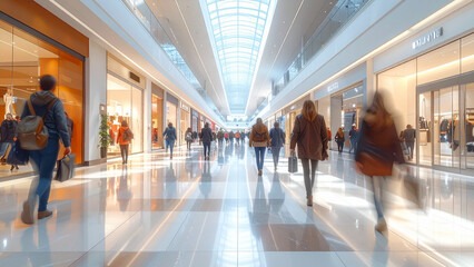Blurred Shopping Mall Interior with Modern Lifestyle Concept
