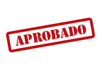 Aprobado stamp symbol, label sticker sign button, text banner vector illustration .