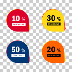 Set of Sale discount label icon, price offer symbol design, web sticker vector illustration .