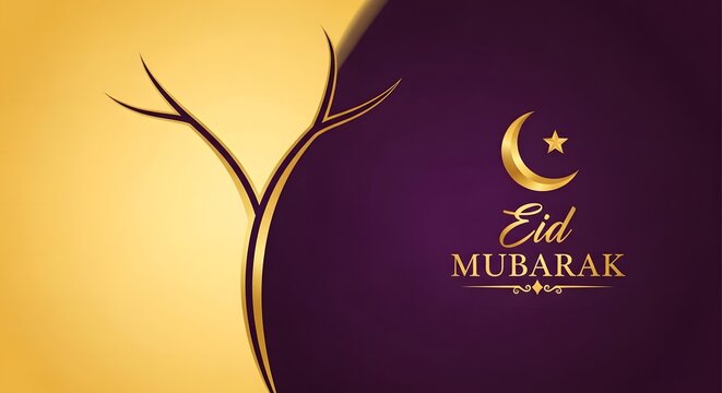 Ramadan and eid 2026 greeting card with golden crescent moon and star