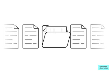 Document and Folder Line Icon Illustration &ndash; File Management and Office Organization Concept