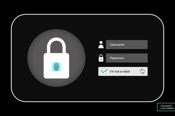 Secure Login Authentication Interface with Lock, Username, Password and CAPTCHA