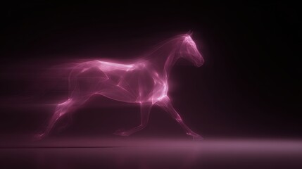 Fototapeta premium Digital light horse concept, glowing lines forming a horse, futuristic Zodiac Year design