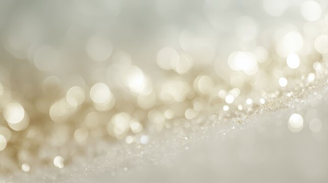 Soft ivory white bokeh background, delicate golden shimmer, luxurious and understated aesthetic