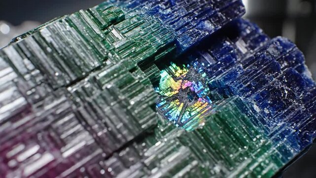 Iridescent Bismuth Crystal Showing Rainbow Colors