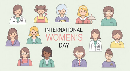 International women's day celebration with diverse group of women from various professions