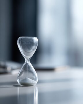 Office hourglass on desk crunch time work pressure concept