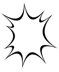 爆発吹き出し（黒線・白塗り）