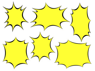 爆発吹き出しセット（黒線黄色塗り）