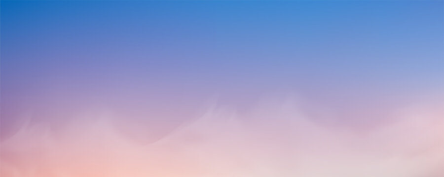 Soft pastel sky at dusk with cotton-like clouds in pink, purple, and blue. Beautiful gradient background ideal for dreamy designs, magic-themed projects, or sunrise scenes.