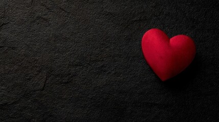 Obraz premium devotion. Minimalist red heart on a textured black surface, symbolizing love and gratitude. wellbeing guides, coaching materials, designed for mental health education and mindfulness programs. 
