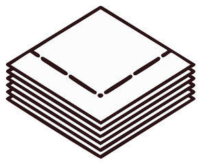 Neatly Stacked Papers Illustration Line Art Office Stationery