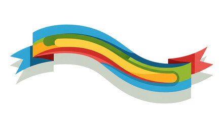 Wavy rainbow ribbon banner isolated on transparent background