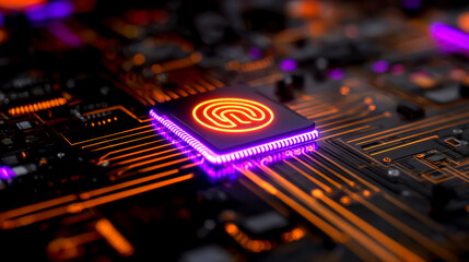 Fototapeta premium 3D render of a close-up on an icon, featuring a glowing