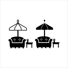 Terrace cafe icon set. Outdoor cafe logo symbol. Terrace cafe line icon vintage logo symbol collection. Cafe terrace vector illustrator.