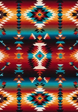 Multicolor tribal pattern seamless design, cultural geometric motifs