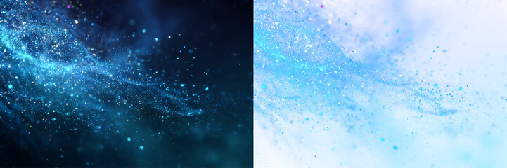 Obraz premium Abstract Blue Light Glow with Floating Particles PNG Isolated Element. Blue Light Overlay with Transparent Background Effect