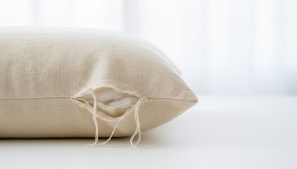 Textured Pillow with a Unique Fabric Hole-A Study in Comfort and Casual Design-Neutral Palette