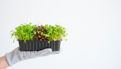 Delicate Seedlings in a Black Tray - A Promise of New Growth and Sustainable Practices