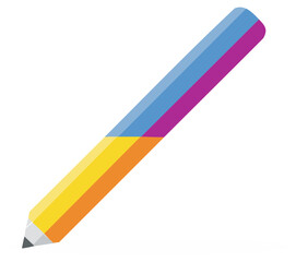 Vibrant multicolored pencil vector icon for drawing creativity and education